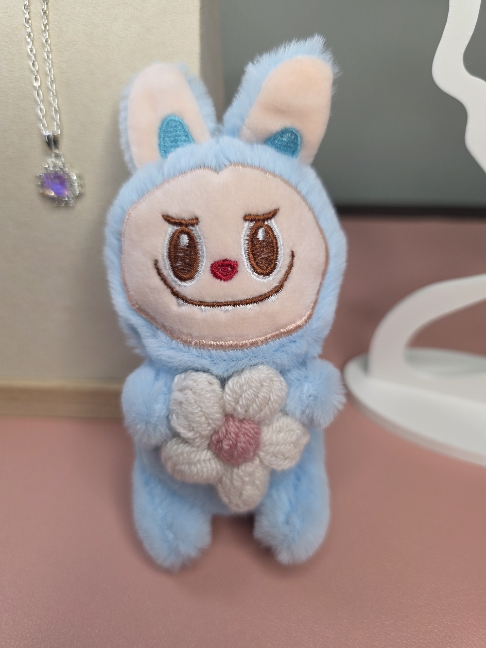Plush Labubu Keychain - Blue